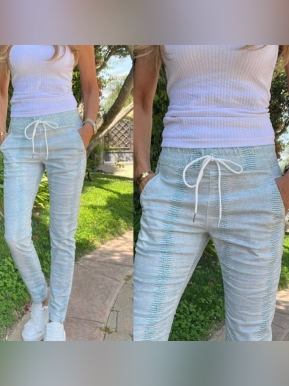 Bevy Flog Shely Aqua Snake Drawstring pants